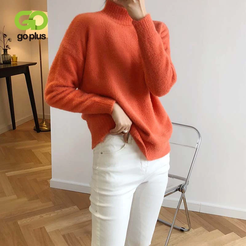 GOPLUS Winter Women's Sweater Jumper Jersey Mujer Solid Warm White Black Women Pullover Ropa C8318 | Женская одежда