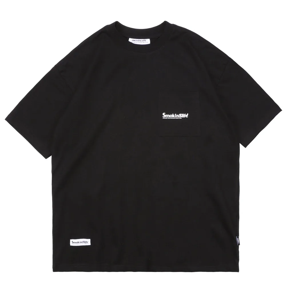 

Simple Letter Print Pocket T-shirt T-shirt Mens Summer Easy Chic Casual Round Neck Short Sleeve T Shirts