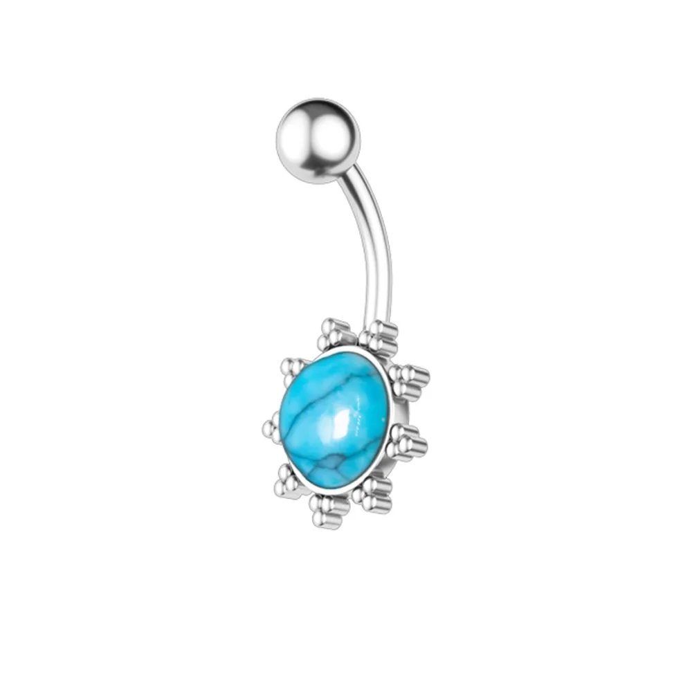 

1PC Rose Gold Surgical Steel Umbilical Nails Belly Button Ring Sexy Natural Stone Navel Piercing Rings for Women Body Jewelry