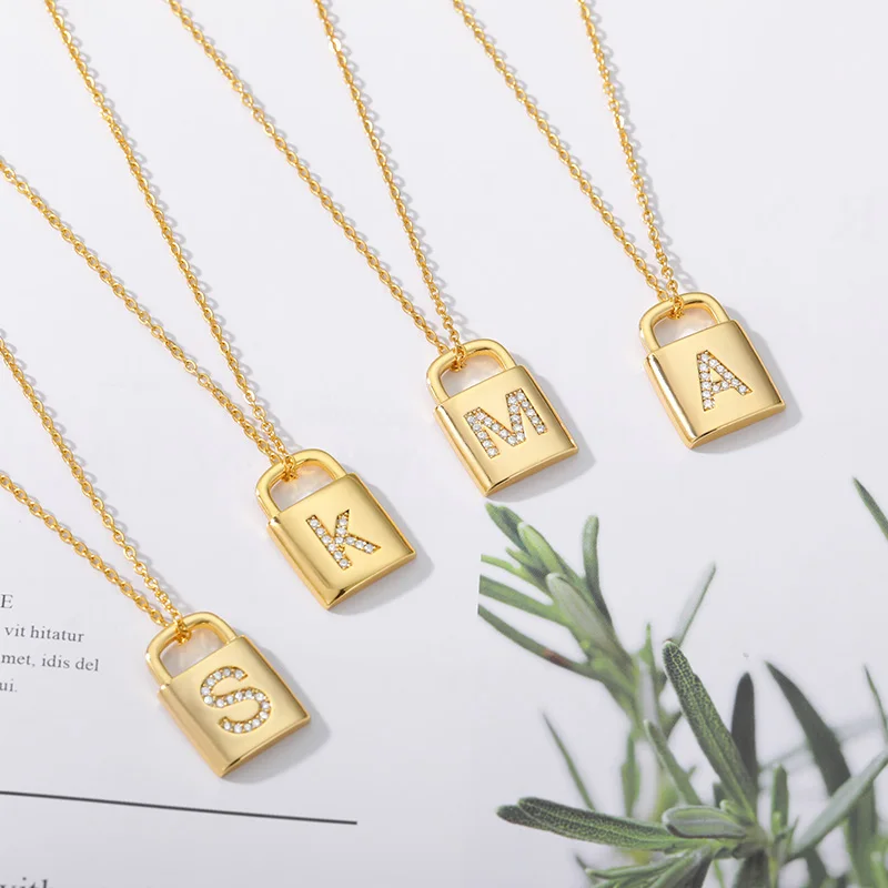 

New Trend Padlock Alphabet Lock Pendant Punk Choker Statement Chain Necklace For Women Party Clavicle Jewelry Collier Gift