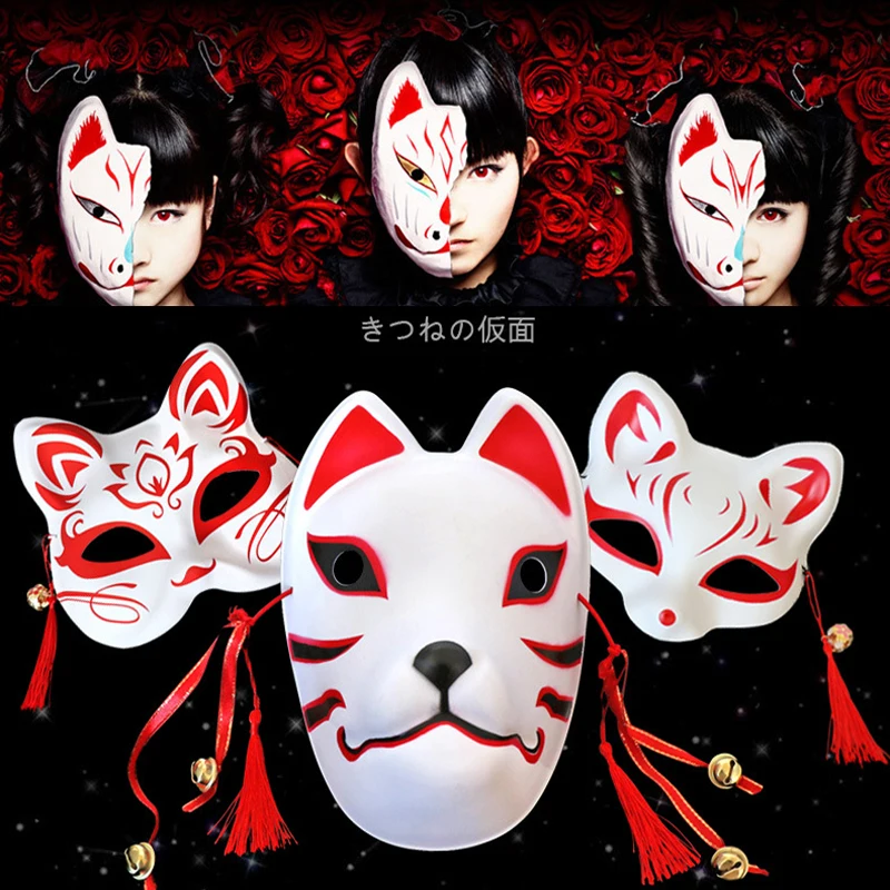 Маска аниме рассекающий демонов лиса расписанная вручную полумаска для лица в
