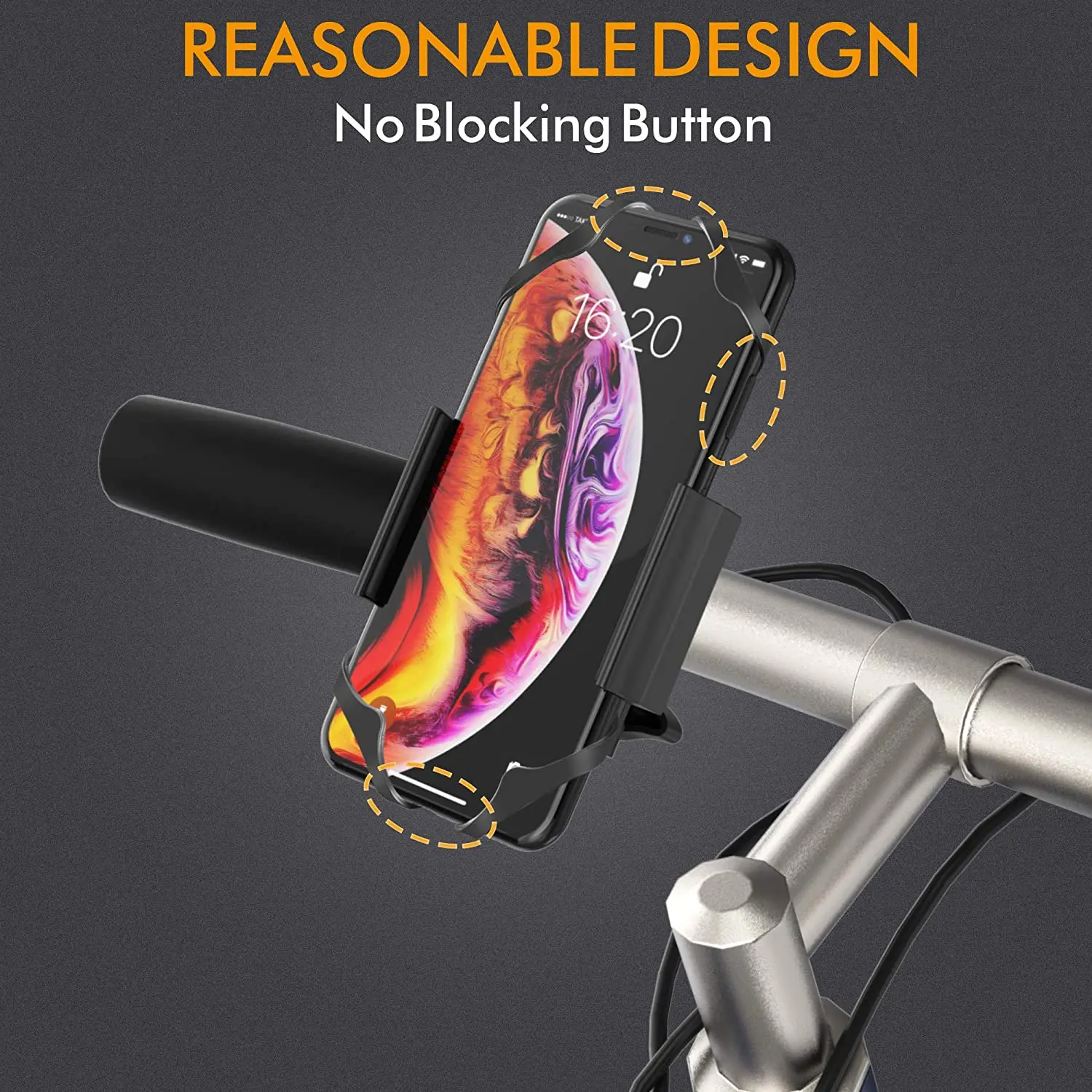 XMXCZKJ Phone Holder Mount for Bike Handlebar Motocycle Cell Phone Clamp, Scooter Phone Mount for iPhone 12 With Metal  Base