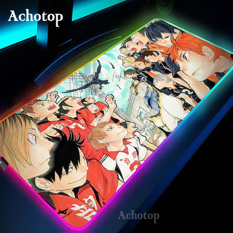 

Anime Haikyuu LED Light Pad Mouse RGB PC Gamer Computer Mouse Pad Padmouse Mousepad Ergonomic Gadget Gaming Office Desk Mats