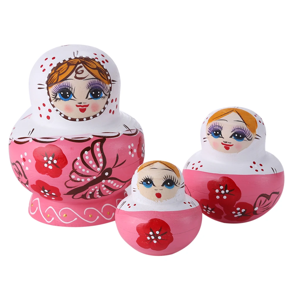 

10-layer Matryoshka Nesting Doll Wooden Russian classicMini 10-layer Butterfly Girl Dolls Pure Handicrafts Home Decoration