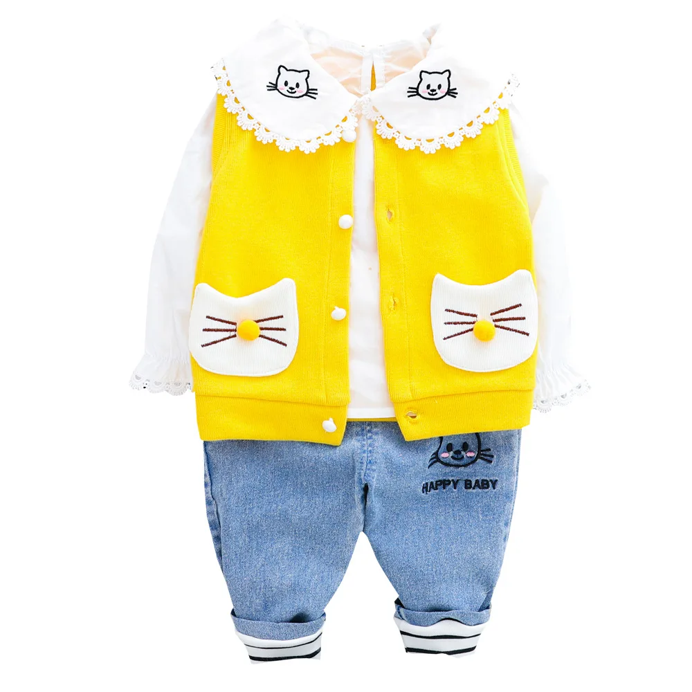 

Shirt+ Vest+ Pant ] 3pcs Cat Suit Spring Autumn toddler boy girl clothes outfit set 1-4 years boy clothes boutique kids clothing