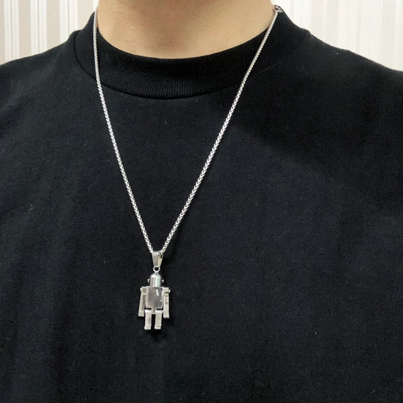 Ожерелье стимпанк кулон хип хоп для мужчин женщин из нержавеющей стали цепь