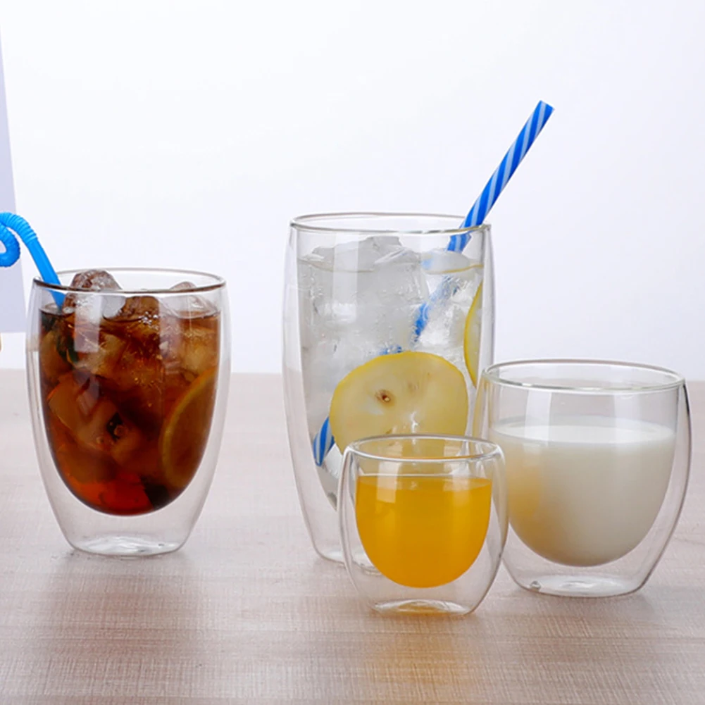 

Double Wall Heat-resistant Insulated Glass Handmade Thermal Coffee Espresso Tea Whiskey Glass Mug Drinkware Cup 80/250/350/450ml