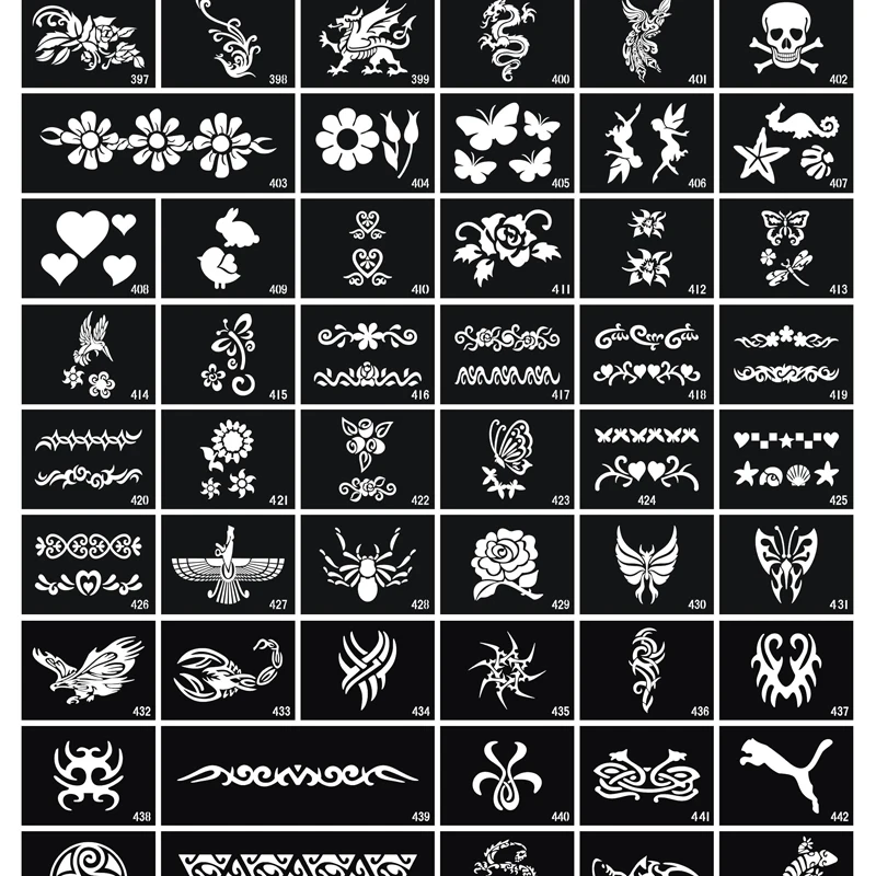 50 шт. аэрография блеск трафарет для тату шаблон боди арта животное растение