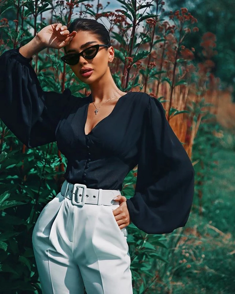 В весенний и осенний период сексуальное платье с v образным воротом модная