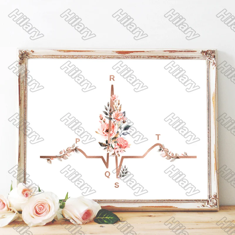 

Poster Pink Flowers Stethoscope Blood Pressure Meter Canvas Painting Wall Art Home Decoration for Living Room and Bedroom