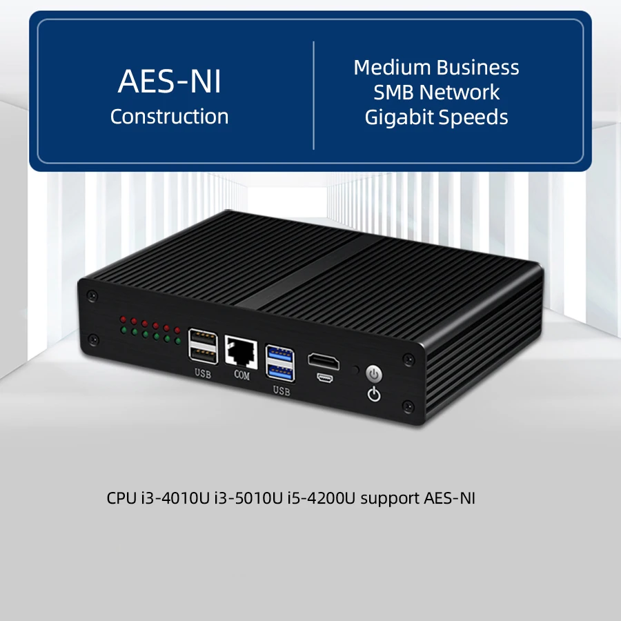 Брандмауэр прибор Intel Core i3 5010U Мини ПК 6x гигабитный Ethernet HDMI Поддержка WiFi 4G LTE Pfsense
