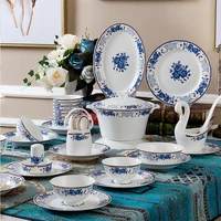 jingdezhen ceramic tableware set gift rose tableware set 60 head gift bone china bowl plate spoon combination