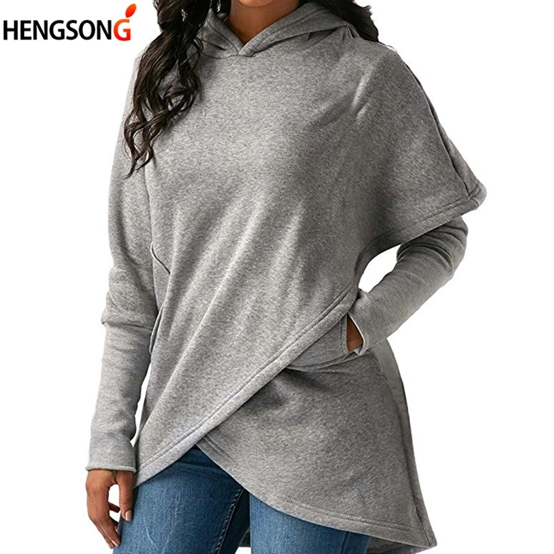 

Autumn Long Sleeve Pullover Casual Sweatshirt Streetwear Tops Spring Loose Hoodie Women Irregular Pocket Sweatshirts Feminine
