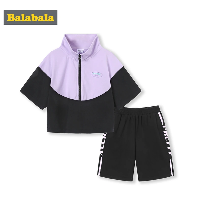 Balabala летний комплект для девочек 2020 новая детская одежда из двух частей модная