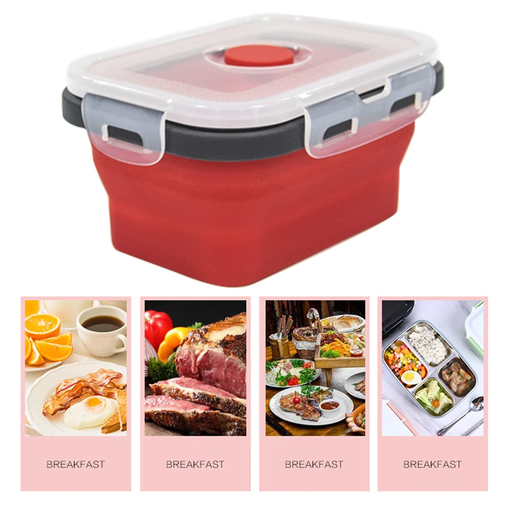 Прямоугольный Силиконовый складной Ланч бокс достаточно прочный контейнер для