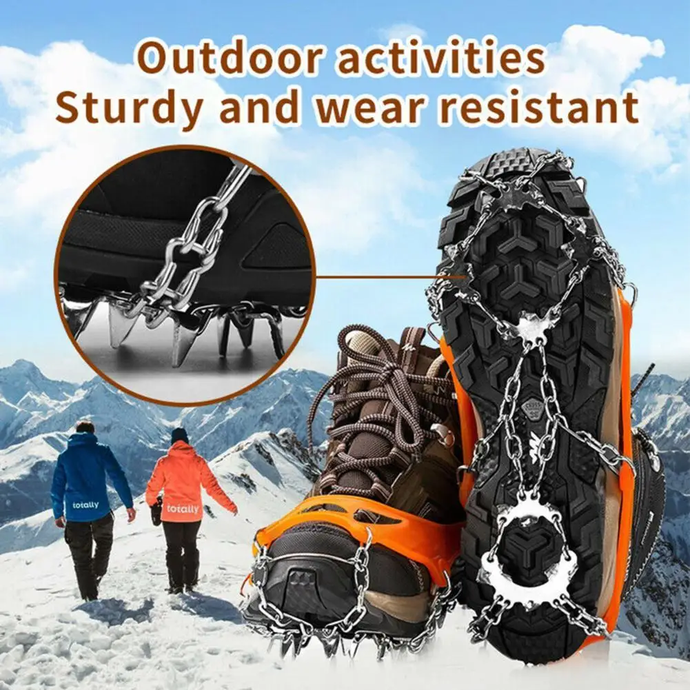 

Anti Slip 8-Teeth Ice Shoes Spike Grip Boots Chain Crampons Grippers Anti-Skid Crampons Manganese Steel Climbing Gear
