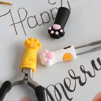 1 piece cat paw silicone nipper protective sleeve for nail cuticle scissors manicure pedicure tools dead skin tweezers cap