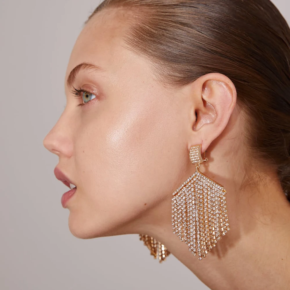 YMYW с кисточкой и камнями матовое покрытие из ткани под падение Длинные висячие