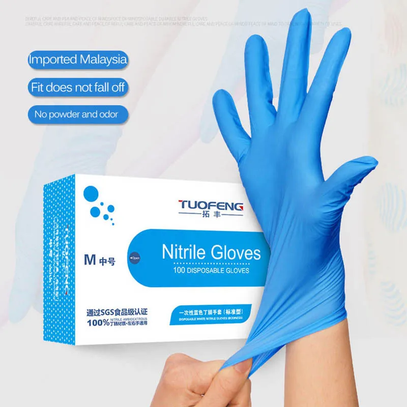 

100pieces Protective Gloves Disposable Anti-acid Nitrile Glove Dishwashing Kitchen Work Rubber Garden Latex Cleaning /40