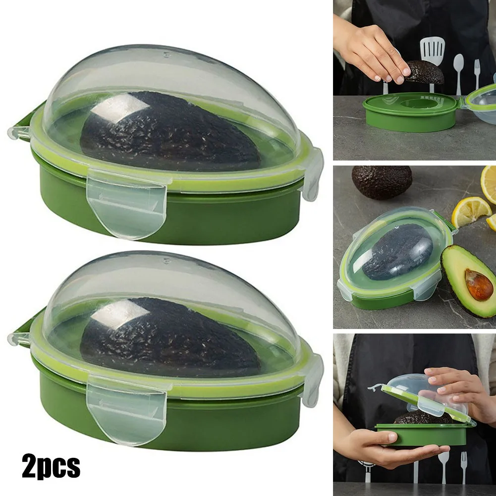 

2pcs 15cm X 11cm X 7cm Avocado Keeper Saver Food Veggie Storage Container Stay Fresh Leftover Half Kitchen Accessories