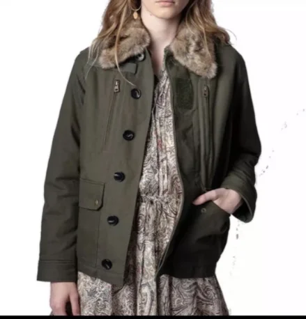

2021 Winter Woman Coat Embroidery Skull Back Fox Fur Warm Parka for Women