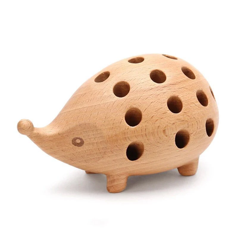 Hedgehog 1 шт. обезьяна основной цвет деревянные ремесла обработки тика подарки в виде животного практичные домашние твердые деревянные украшения - Цвет: Hedgehog