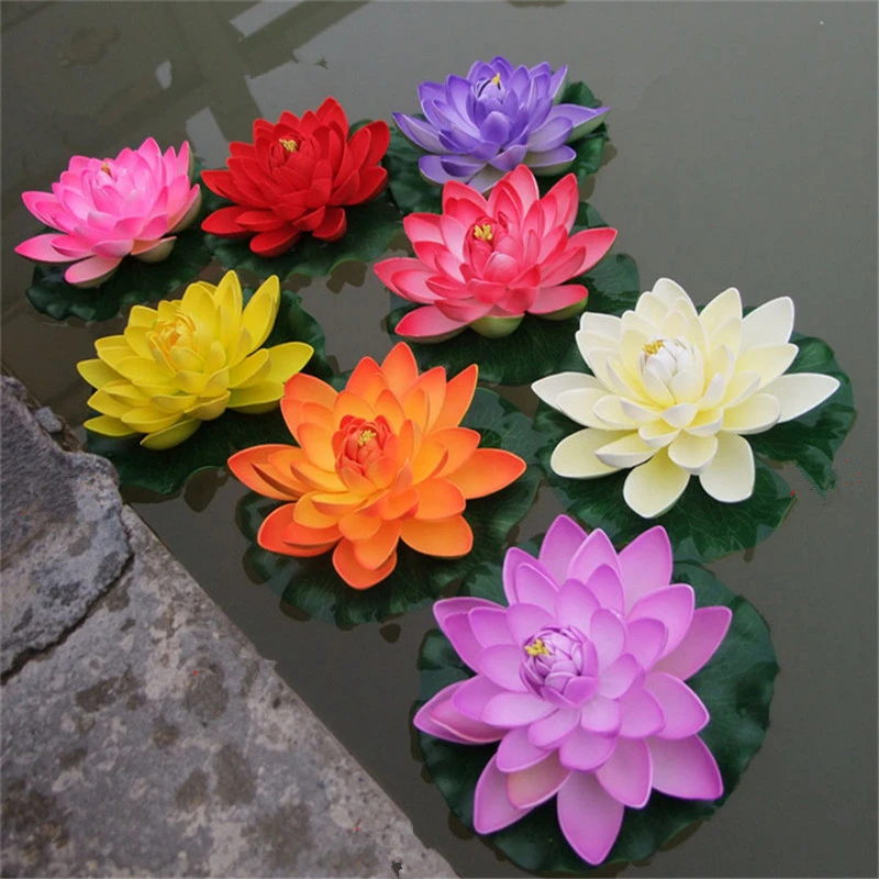 

18cm/28cm Artificial Flowers EVA Lotus Water Lily Pool Floating Pool Home Fish Tank Wedding Garden Decoration Fake Flowers