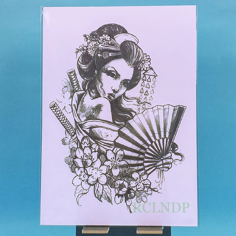 Водостойкая Временная тату наклейка крутая старинная японская девушка гейши