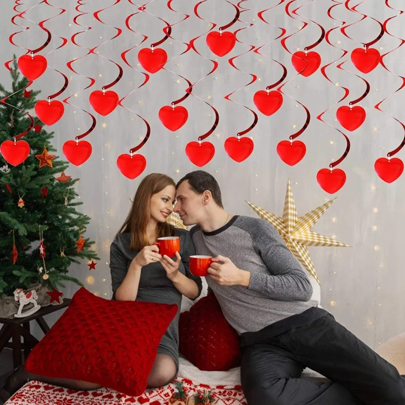 

AAAK -36PCS Valentine's Day Hanging Heart Swirls Decoration, Red Heart Hanging Decorations for Valentine's Day Mother'S Day
