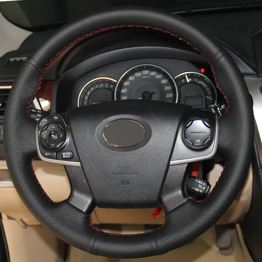 Для Toyota Camry 12 15 черные кожаные DIY ручной работы чехол рулевого колеса