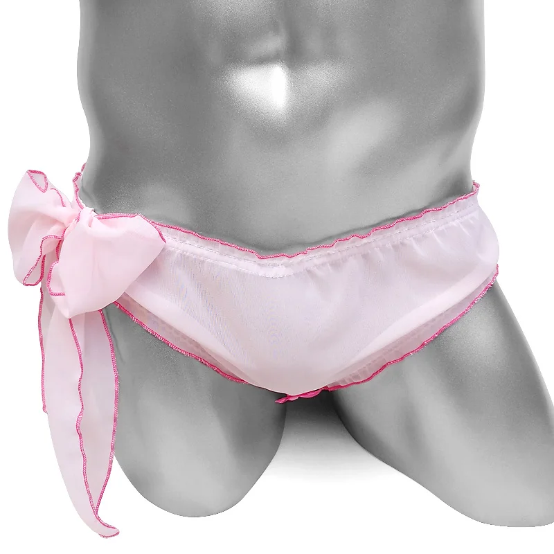 Softy Gauze Open Butt Sissy Panties With Adjustablge Bow Transparent Mens Underwear Thong Kawaii Cute Funny Gay Lingerie Panties