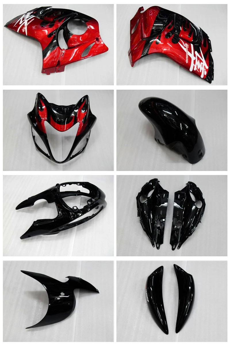 

Kim Injection Red Black Flame Fairings For SUZUKI Hayabsa GSXR1300 08 09 GSX-R1300 GSXR 1300 2008 2009 #W2R3 Fairing Kits