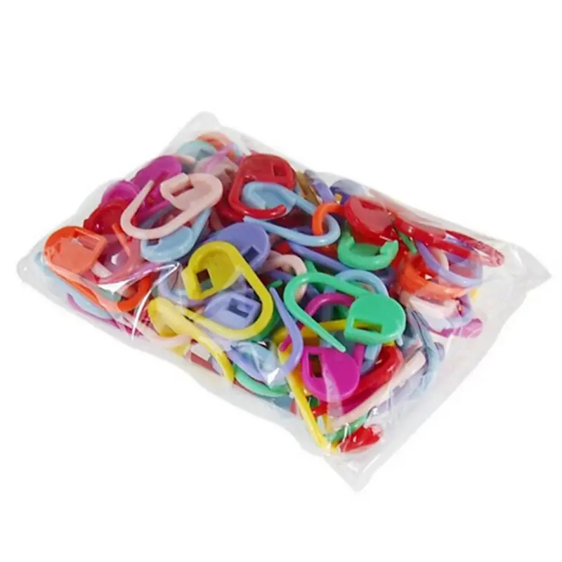 

50Pcs Candy Color Plastic Locking Stitch Markers Knitting Crochet Needle Clip M6CD