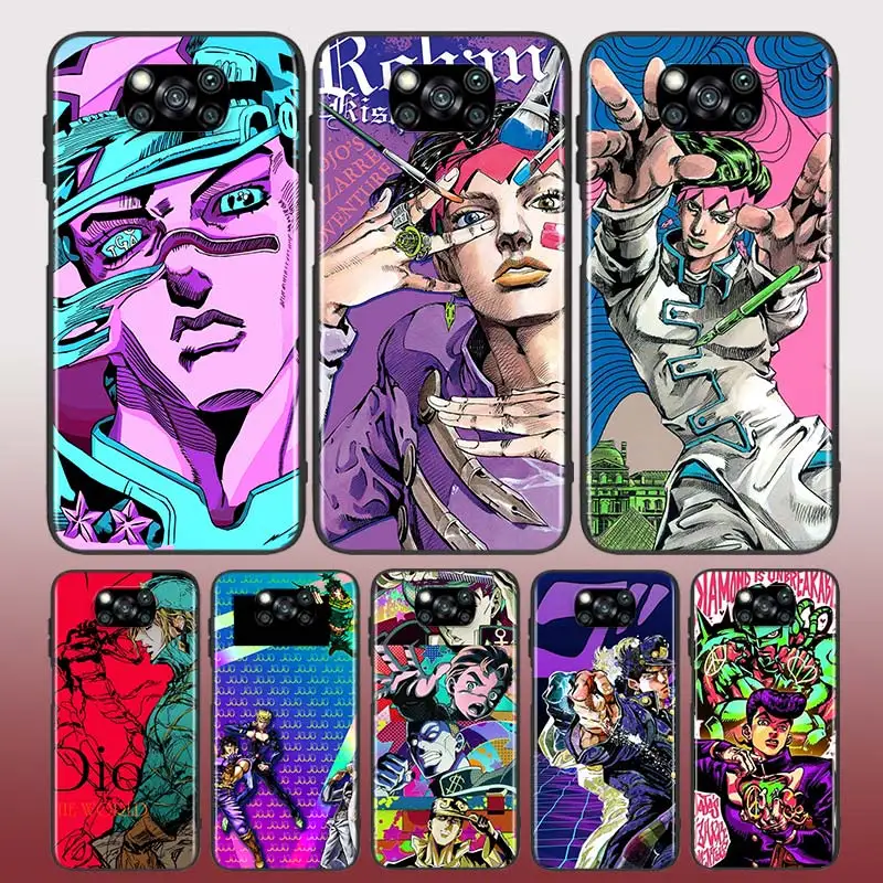 

For Xiaomi Poco X3 NFC GT M3 M2 X2 F3 F2 Pro C3 F1 Mi Play Mix 3 A2 A1 6X 5X Phone Case JoJo bizarre adventure Black Cover