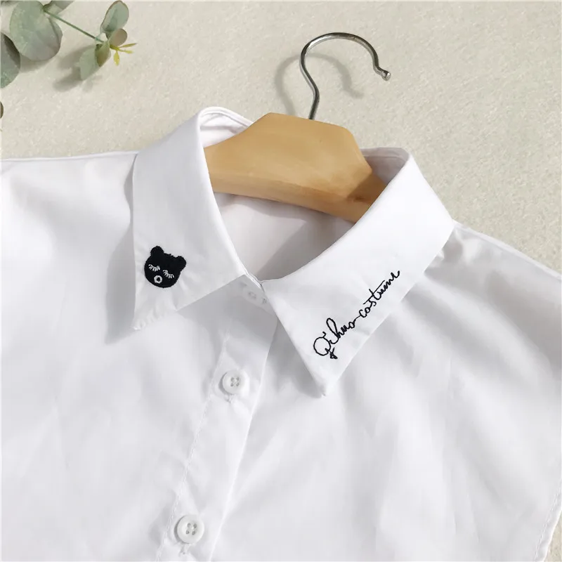 

Cute cartoon Popular White Solid Color Sweater Lapel Shirt Blouse Detachable Collars Fake Collar Decorations For Women Ladies