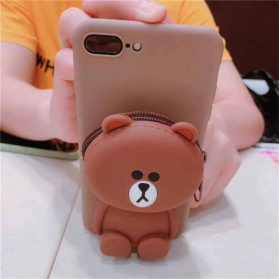 Мультяшный 3D плюшевый медведь силиконовый чехол для телефона для Xiao mi 9 mi 9 SE mi 8 Lite красный mi Note 7 6pro 5 Note 6 мягкий чехол-кошелек