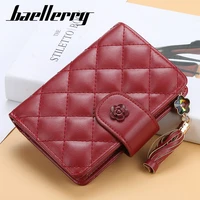 fashion small card wallet women luxury credit card holder coin purse woman lattice short leather wallets tassels designer purses