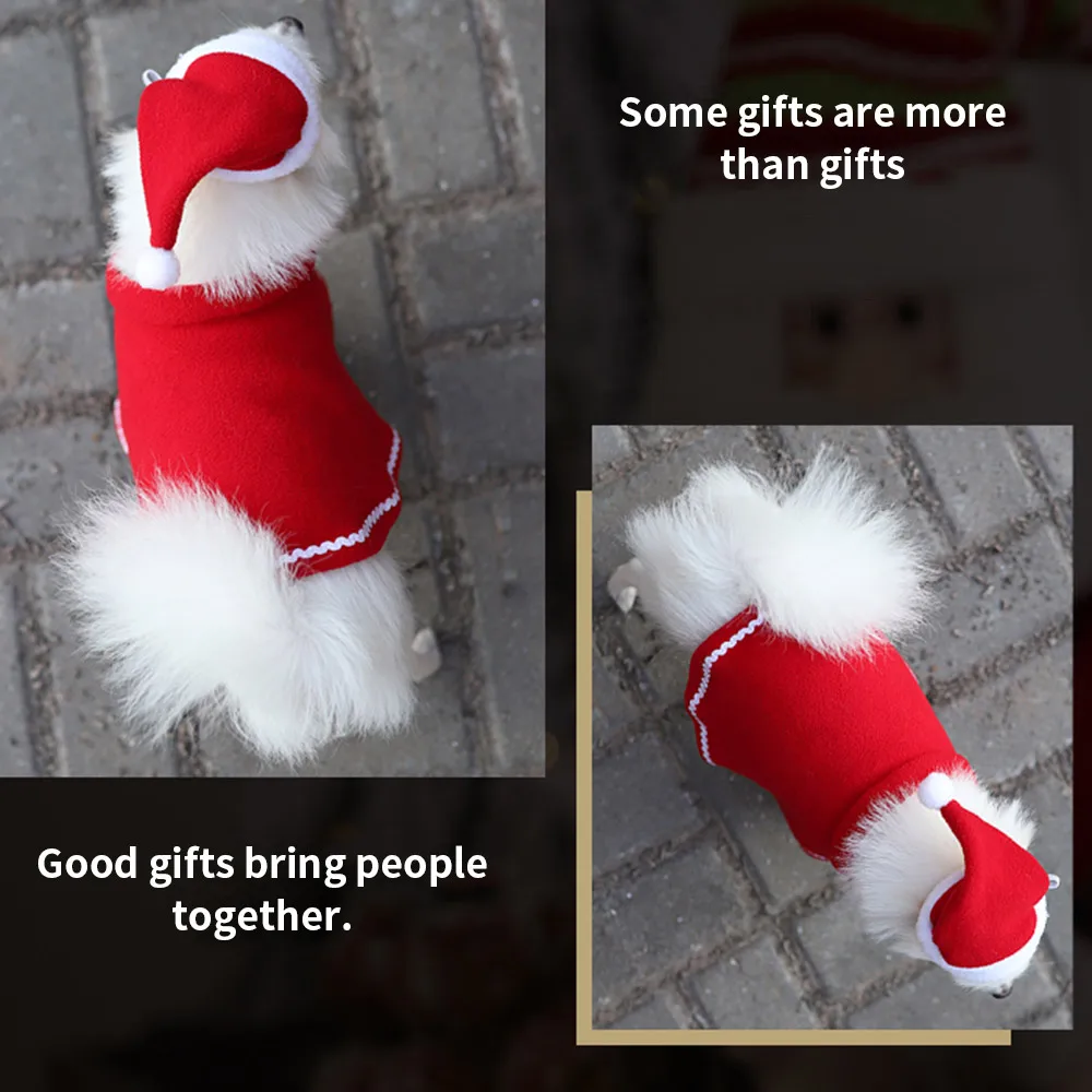 Рождественский костюм для животных милая собака кошка шляпа плащ комплект