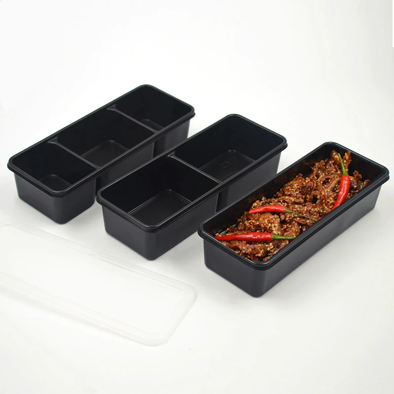 50 упаковок одноразовые контейнеры для пищевых продуктов черно белые пластиковые