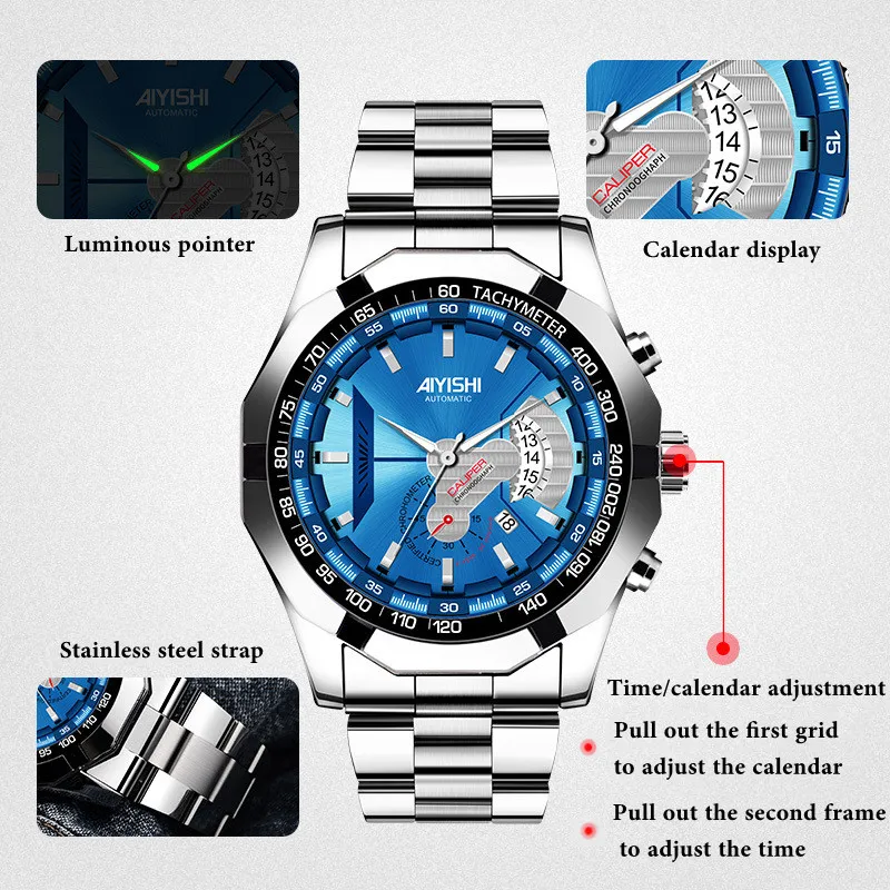 

2021 New Luxury Men's Automatic Mechanical Watch,Stainless Steel Waterproof Casual Fashion Men's Watch, Self Winding Mens Watch