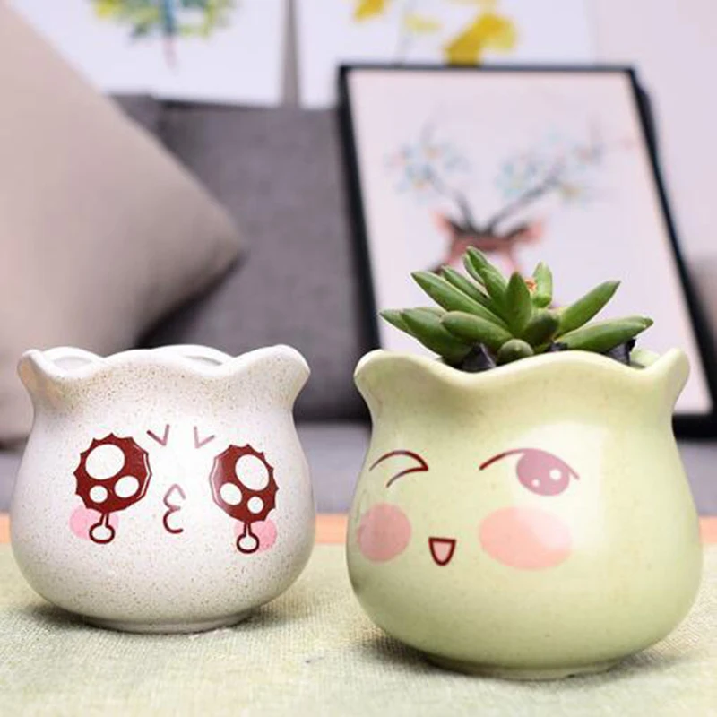 Керамический суккулентный горшок для растений зеленая ваза бонсай офисный