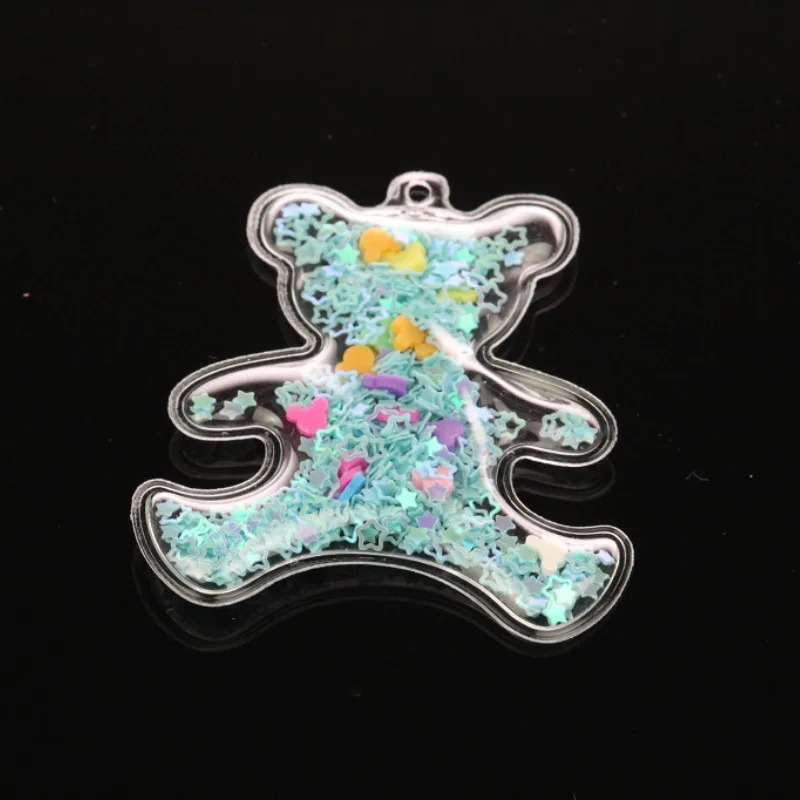 10 шт./лот ПВХ прозрачный мультяшный медведь с блестками аппликации для рукоделия