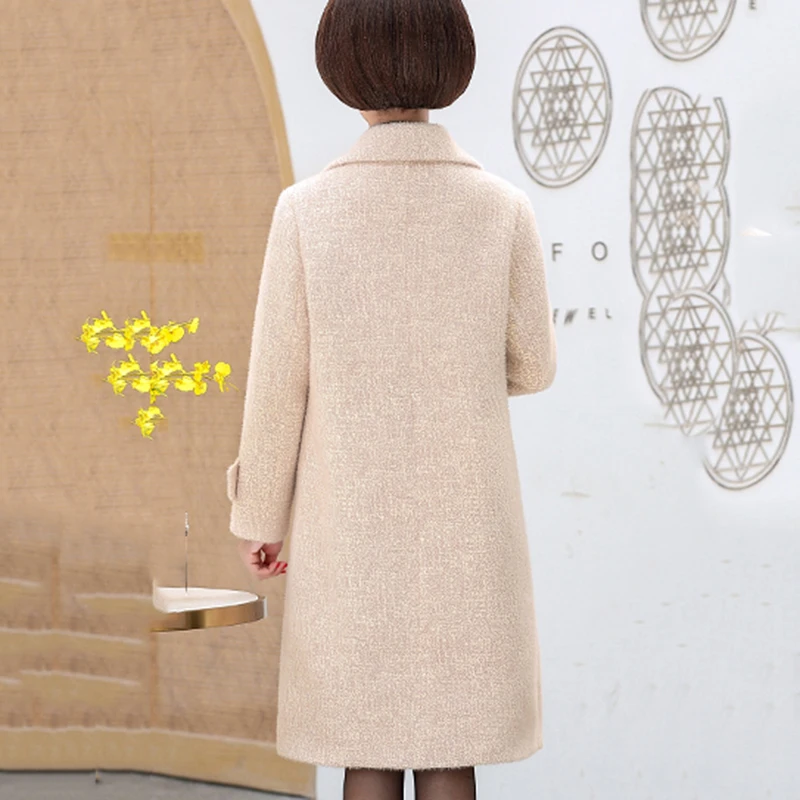 Большой размер 5XL осеннее пальто для женщин среднего возраста 2020 новое шерстяной
