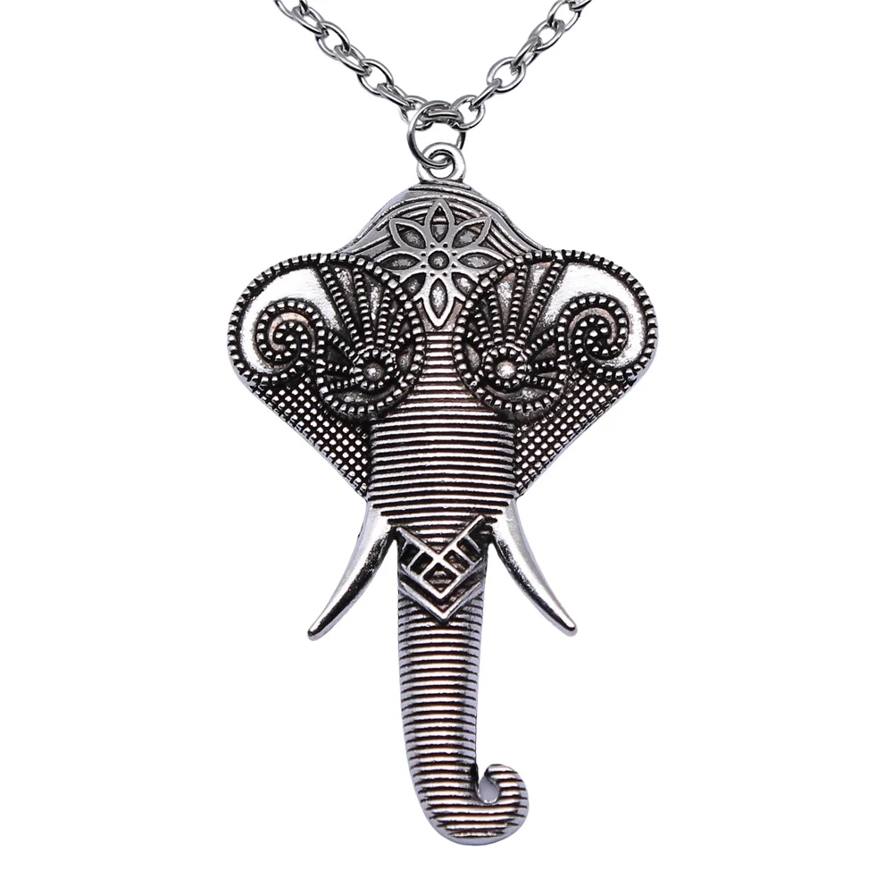1 шт. 61x37 мм Резная Голова слона ожерелье для женщин Прямая поставка поставщик Подвески ожерелье женский подарок