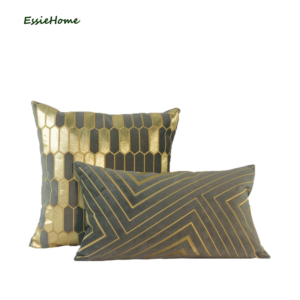 ESSIE HOME Dary серый бархатный золотой чехол для подушки с вышивкой дивана домашний