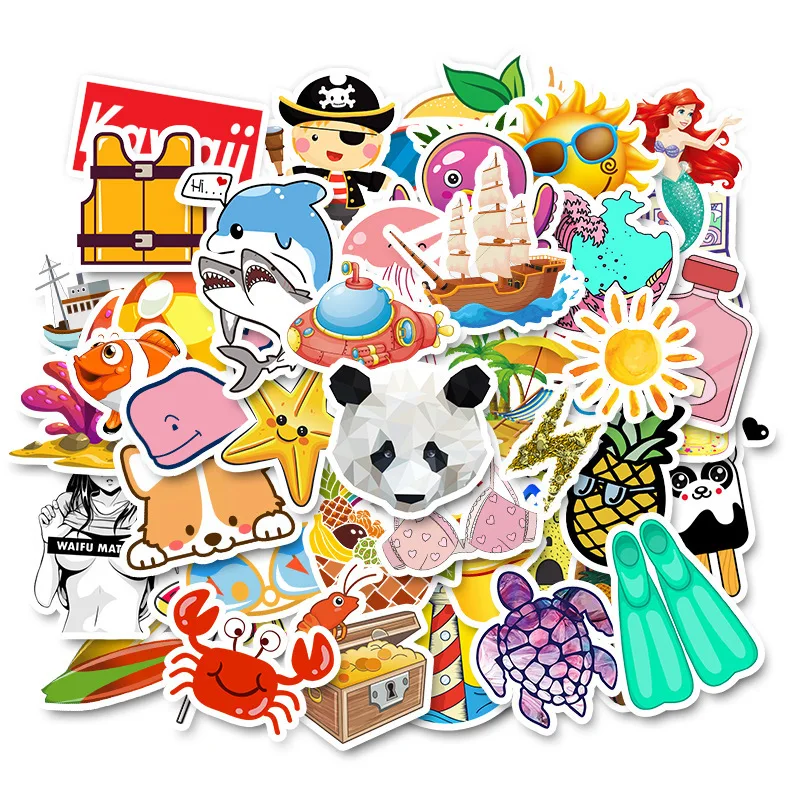 50 шт. для девочек Kawaii розовые забавные граффити наклейки прохладная летняя