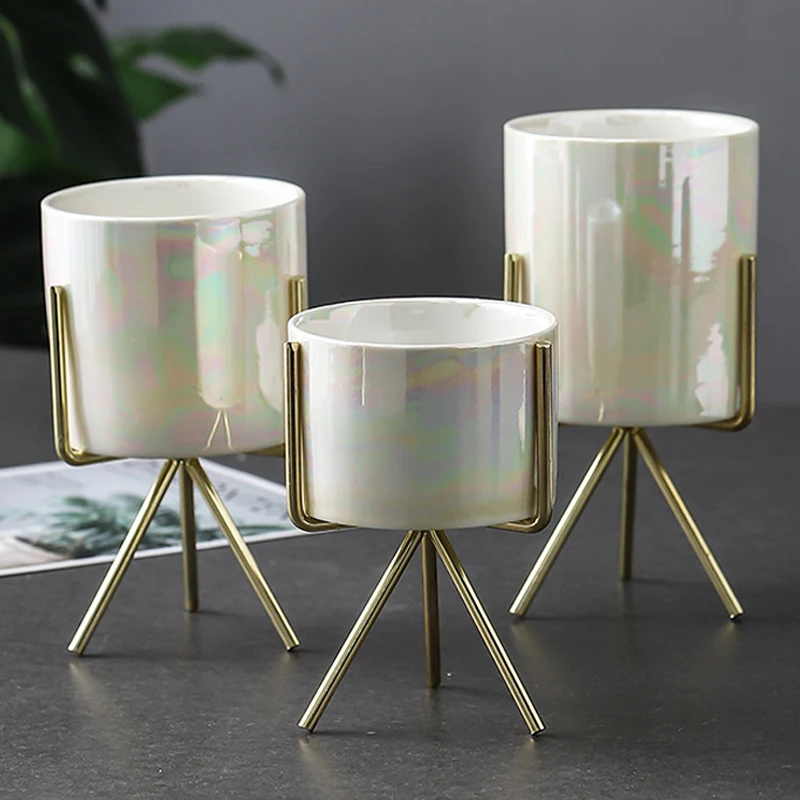 Скандинавские стильные вазы жемчужный цвет керамический цветочный горшок