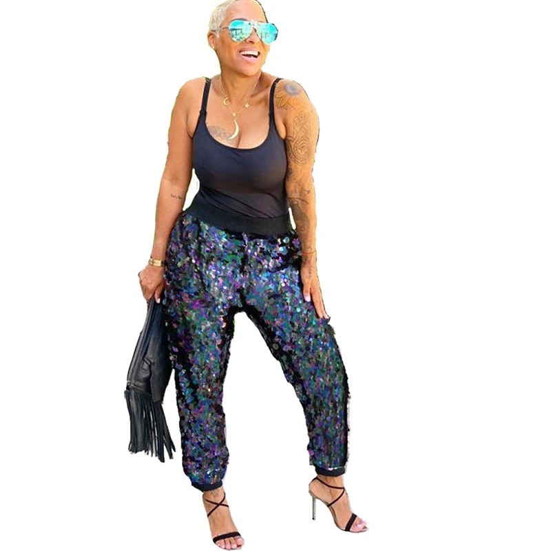 Размера плюс штаны с блестками для женщин к требованиям заказчика Сверкающие