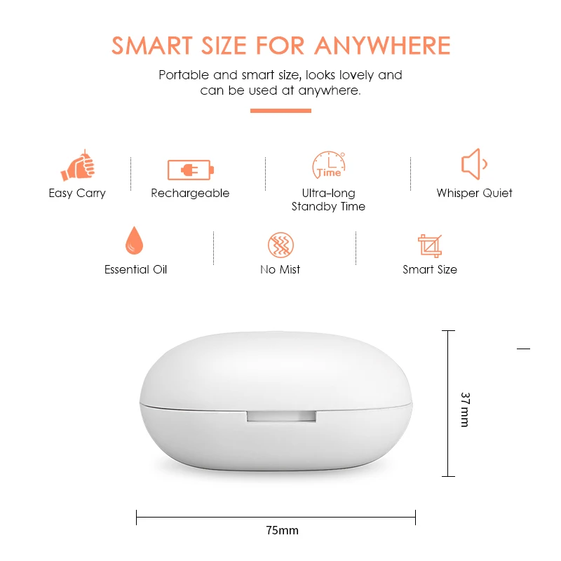 Ароматический диффузор для эфирных масел без воды портативный мини аккумулятор