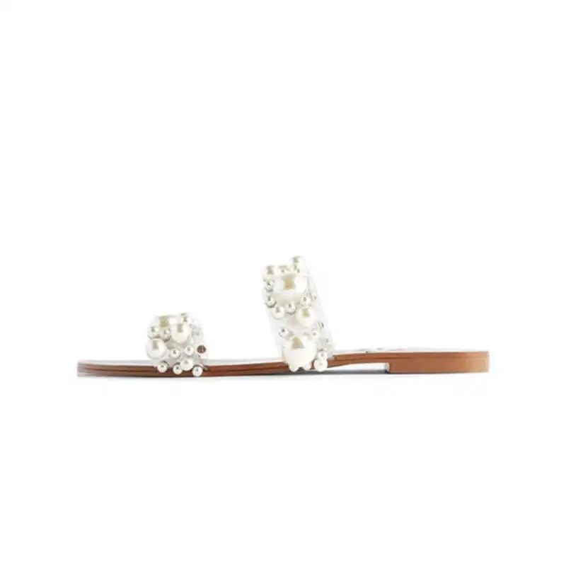 

2021 Summer New Women's Beach shoes Casual Flat Pearl decoration Women's Outdoor Wear Slippers